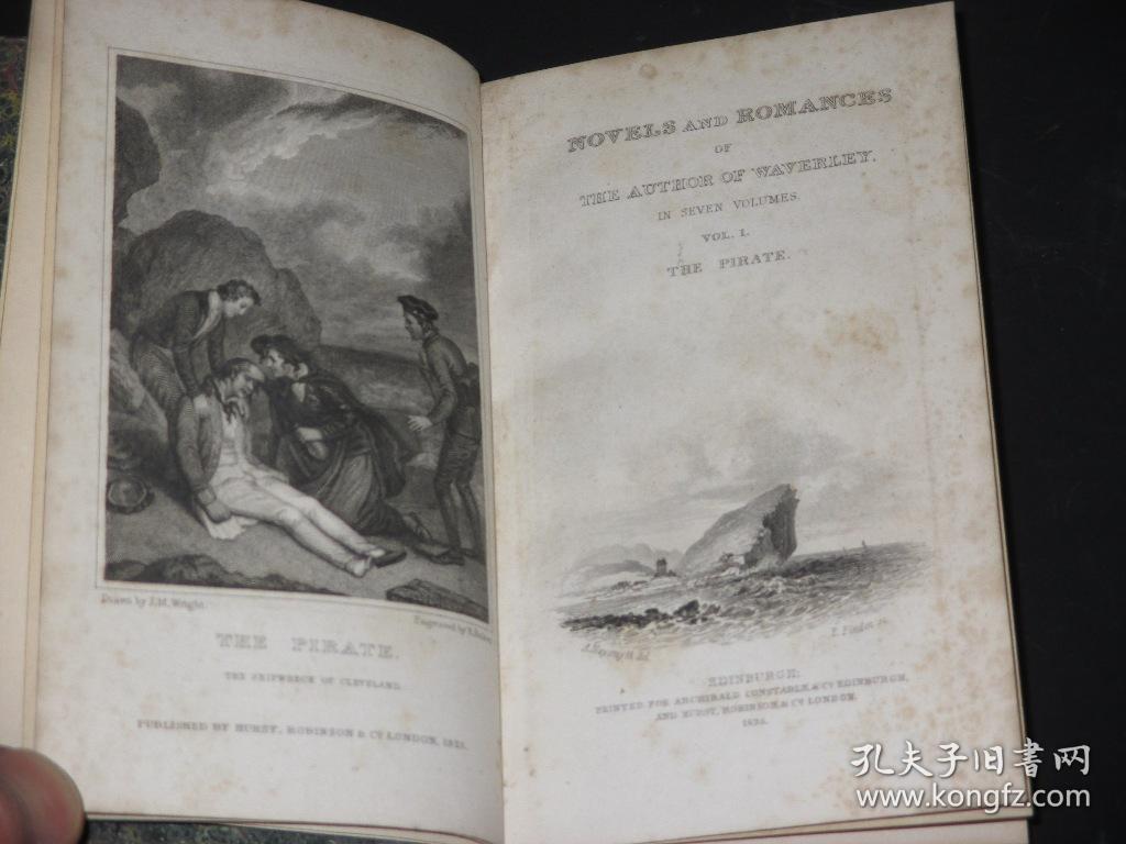 稀缺，  《韦弗利浪漫小说  7卷全》 板画插图，  约1825年出版
