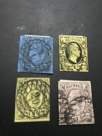 1850年代古典老邮票 四张不同