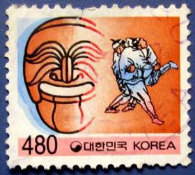 朝鲜式摔跤--朝鲜和韩国邮票--早期外国邮票甩卖--实拍--包真--店内更多