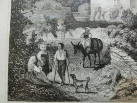 【百元包邮】《特里安古城堡》（DAS ALTE SCHLOSS VON TRIENT）钢版画 1859年 带卡纸装裱 （PM00744）