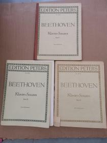 老音乐曲集 ：EDITION PETERS BEETHOVEN--Klavier=Sonaten 1 2 3 三本合售