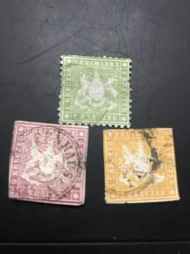 古典1850年代左右老邮票 三张不同 部分全戳漂亮 打包一起