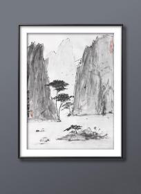 池静山，潜力青年画家，淡墨大写意山水画国画，保真实价