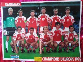 足球海报 ，1992欧洲杯冠军决赛首发11人，丹麦神话
