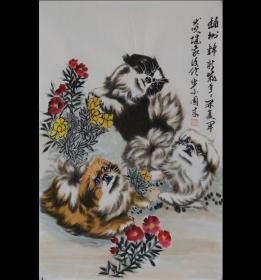 中国书画研究院山东会员梁老师.三只旺旺1.尺寸约68cm*45cm.宣纸画芯.赠送作品集彩页