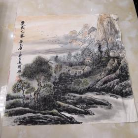 名人书画王长绪国画作品，牧民人家