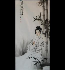 中国书法家协会李老师.清韵出尘.古典美女.约138*68cm.赠送作品集资料.