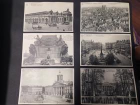 二十世纪欧洲比利时建筑物及街景明信片共十一张