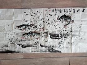 海洋画家钟武红作品中流擎水     百度可查画家润格价