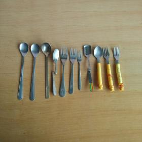 不锈钢勺子叉子泰迪熊叉子勺子11个家庭餐厅园林绿化适用收藏精品珍藏