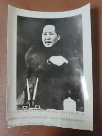 老照片： 新闻照片带说明---1949年3月毛泽东在党的七届二中全会上作报告、刘少奇和朱德、任弼时、林伯渠等在七届二中全会上的影像     共2张合售      黑白照片箱 0005