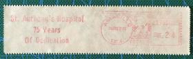 美国邮资机戳签条：1976年圣安东医院75周年