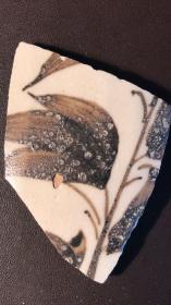 磁州窑瓷片（96）-----元代磁州窑内褐釉外白地褐彩瓷片（北京城区出土）
