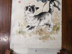 当代书画家    刘宗麟精绘《猫  牡丹  蜜蜂图》
