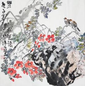 徐立业 荷花 花鸟 苏东坡艺术馆馆长，四尺斗方，多款