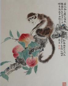 姜海龙小写意国画《祝寿图》