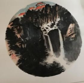 画家耿庆林老师手绘墨彩山水作品（卡纸画片13）尺寸50公分×50公分