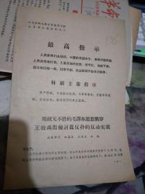 用战无不胜的毛泽东思想戳穿王效禹假检讨真反扑的反动实质 有林副主席指示   【※**原版实物文献※  】