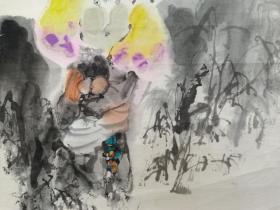 保真书画，当代水墨代表画家，富中奇国画一幅，尺寸58×59cm，纸本托片