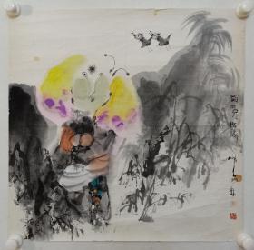 保真书画，当代水墨代表画家，富中奇国画一幅，尺寸58×59cm，纸本托片