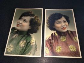1952年手工上色美少妇照片2张