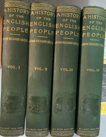 A History of the English People  d'd 英国人民史  全4卷  插图版 布面精装  上书口烫金      1892老版书 此书索引极为详尽，多达120页。