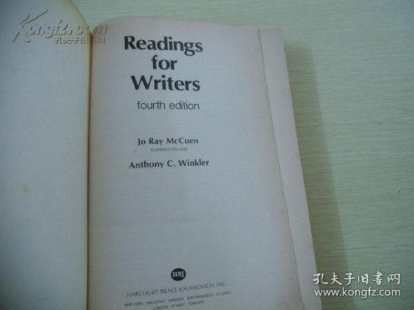 （READINGS  FOR  WRITERS）Readings For Writers （Fouth Edition）【作家选读，英文原版】