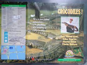 JURONG CROCODILE PARADISE新加坡裕廊鳄鱼乐园 90年代 16开折页 英文版 裕廊鳄鱼乐园位置图。水族馆、鳄鱼湖、鳄鱼表演、锦鲤池、金蟒、鬣蜥展览等图片展示。每日活动项目时间表。