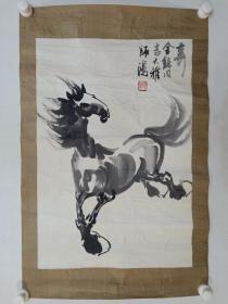 保真书画，当代画马名家，师鸿先生国画一幅，原装裱镜心，尺寸66×44.5cm