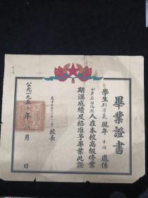 1952年天津市小学毕业证