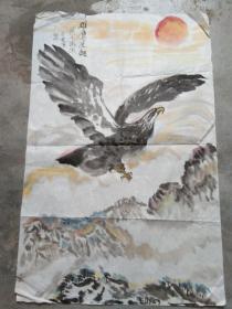 周立鳯国画;雄鹰展翅