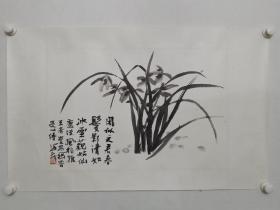 保真书画，海派著名画家萧海春国画《幽香》一幅，尺寸41×61cm