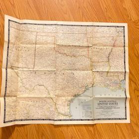 现货  特价地图national geographic 美国国家地理地图1947年12月South Central United States美国中南部地 图 b