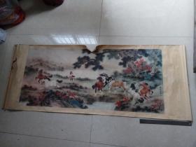 横幅 八骏图〔马秋岩 作、印刷品〕