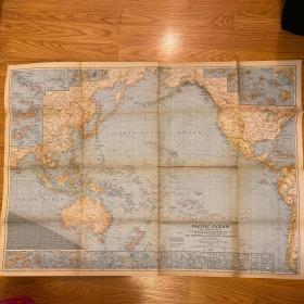 现货 特价地图national geographic美国国家地理1943年9月太平洋地图（含中国东部，中国南海，东海，黄渤海）