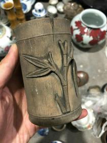 老紫砂笔筒