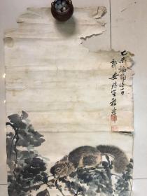 保真保老：海派绘画大师 安徽新安人 程璋（号瑶笙）条幅两幅  每幅大约4.1平尺