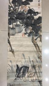保真保老：海派绘画大师 安徽新安人 程璋（号瑶笙）条幅两幅  每幅大约4.1平尺