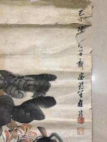 保真保老：海派绘画大师 安徽新安人 程璋（号瑶笙）条幅两幅  每幅大约4.1平尺