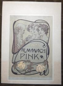 【86-21】1903年德国《Almanach Pink》粉红色百合花牌广告纸一张