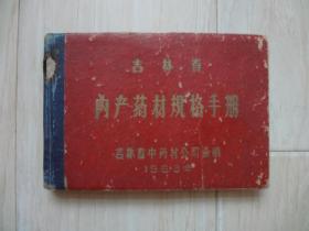 吉林省内产药材规格手册 （书内有字迹、后书皮有硬折已经粘上、书脊处有缺口、书内有水印）