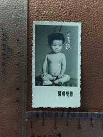 老照片：八个月的宝宝独照   黑白照片  开明照相   共1张合售      文件盒八0011