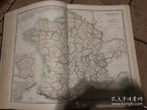 1909年 法国地图 62cm*50cm 精美大地图