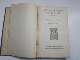 Shakespeare Criticism 1919 -35 精装,(民国期间外文书，品相较低，慎拍，最好站内信交流一下）