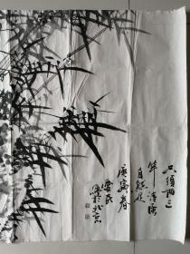 广西画家李爱民水墨画《竹影风清》