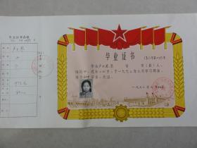 1973年南京市中学毕业证书（铁道部浦厂中学 卢玉琴）