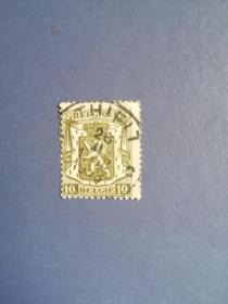 外国邮票 比利时邮票 早期邮票  国徽 经典狮子盾徽（错版位移）（信销票 ）