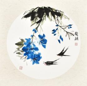 中国工笔画协会会员 张老师《春鸣》HN10681.