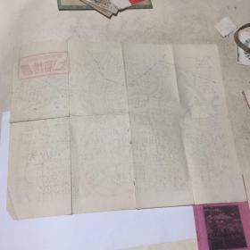 50 年代套色油印 最新简明路线 上海地图 附上海指南 带有轨电车、无轨电车等线路（合售）