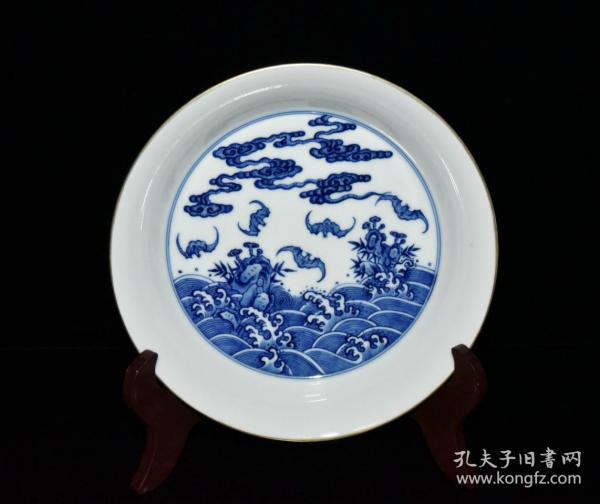 老货秒杀 清代雍正青花描金五福盘